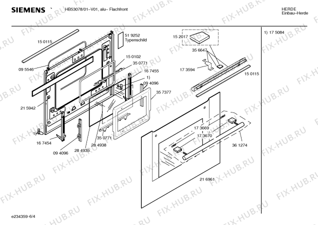 Взрыв-схема плиты (духовки) Siemens HB53078 - Схема узла 04