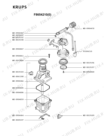 Взрыв-схема кофеварки (кофемашины) Krups F8654210(0) - Схема узла TP001835.3P4