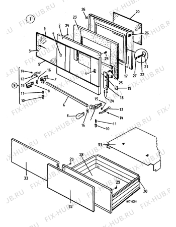 Взрыв-схема плиты (духовки) Electrolux 86461 - Схема узла H10 Oven Door bi (small)