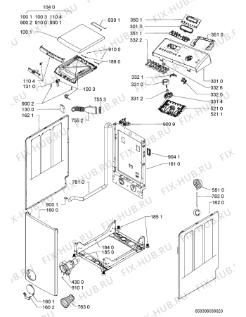 Схема №2 WATE 9590/1 с изображением Декоративная панель для стиралки Whirlpool 481010488243