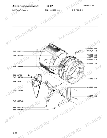 Взрыв-схема стиральной машины Aeg LAVNOVA - Схема узла Tub