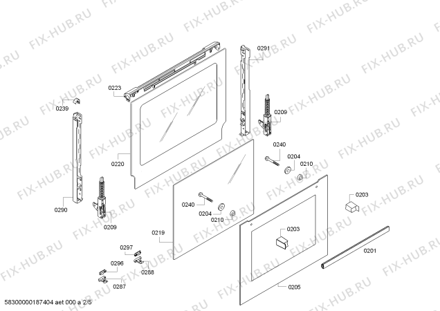 Взрыв-схема плиты (духовки) Bosch HBA23B320S H.BO.NP.L3D.IN.GLASS.B3a.B.E0_C/// - Схема узла 02