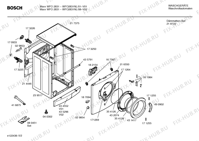 Взрыв-схема стиральной машины Bosch WFO2831NL Maxx WFO 2831 - Схема узла 02
