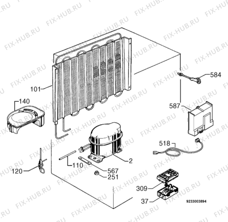 Взрыв-схема холодильника Privileg 112736_7893 - Схема узла Cooling system 017