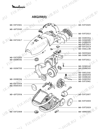 Взрыв-схема пылесоса Moulinex ABQ258(0) - Схема узла RP002187.9P2