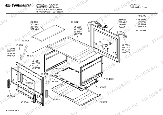 Взрыв-схема плиты (духовки) Continental FSK43M20EI - Схема узла 03