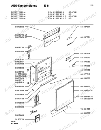 Взрыв-схема посудомоечной машины Aeg FAV5025-W - Схема узла Command panel 037