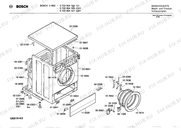 Взрыв-схема стиральной машины Bosch 0722054152 V693 - Схема узла 02
