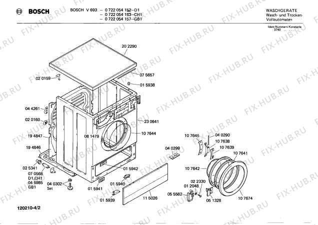 Схема №4 0722054153 V693 с изображением Панель для стиралки Bosch 00116640