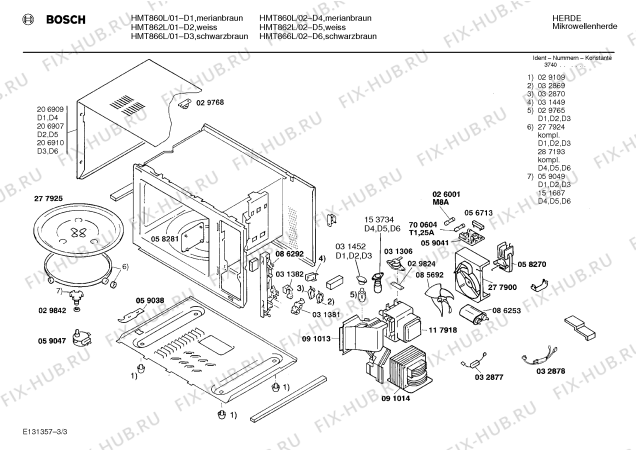 Схема №3 HMT862L с изображением Контактная пленка для свч печи Bosch 00059012