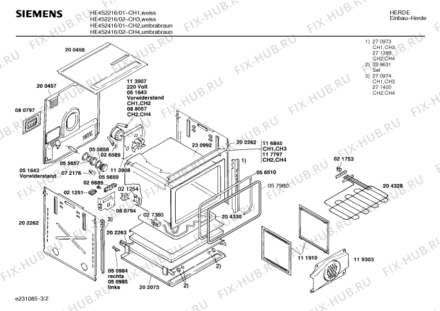 Взрыв-схема плиты (духовки) Siemens HE452216 - Схема узла 02