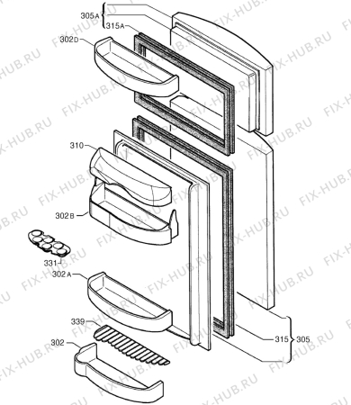 Взрыв-схема холодильника Aeg A5445DTM - Схема узла Door 003