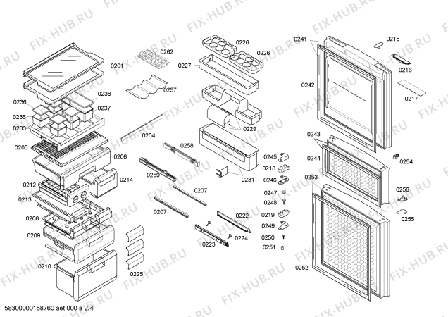 Взрыв-схема холодильника Bosch KKA28926TI - Схема узла 02