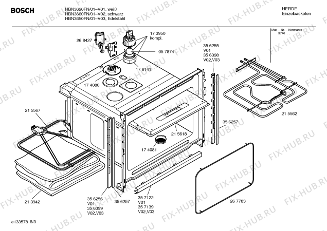 Схема №4 HBN3660FN с изображением Панель управления для духового шкафа Bosch 00359640