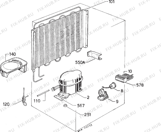 Взрыв-схема холодильника Aeg S1400TK - Схема узла Cooling system 017
