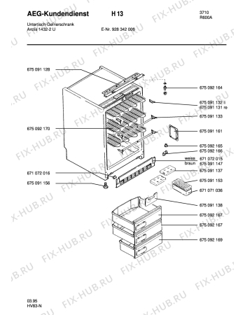 Взрыв-схема холодильника Aeg ARC1432-2 U - Схема узла Housing 001