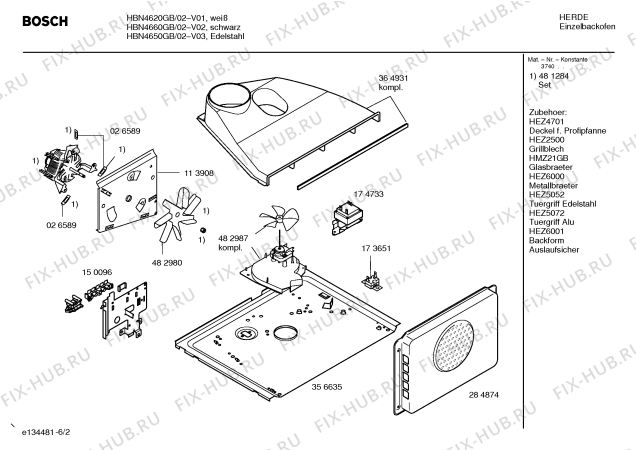 Схема №3 HBN4620GB с изображением Инструкция по эксплуатации для духового шкафа Bosch 00582504