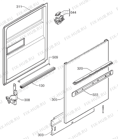 Взрыв-схема посудомоечной машины Electrolux ESI604W - Схема узла Door 003
