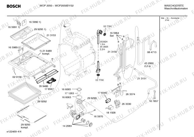Схема №3 WOP2050BY WOP2050 с изображением Таблица программ для стиралки Bosch 00586845