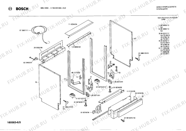 Взрыв-схема посудомоечной машины Bosch 0730203800 SMU2200 - Схема узла 05
