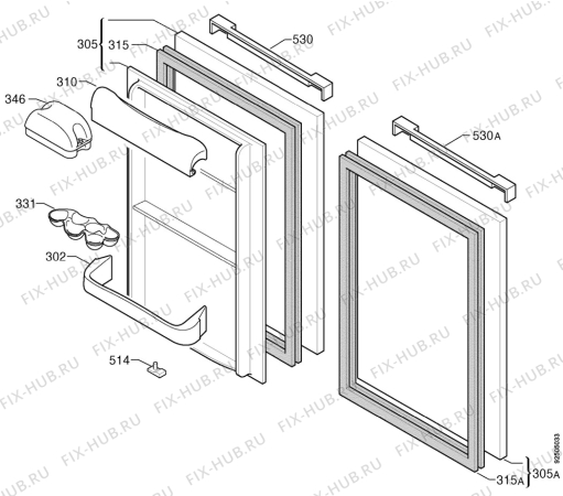 Взрыв-схема холодильника Zanussi ZT45/30 - Схема узла Door 003