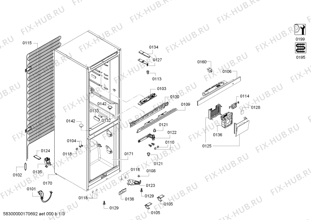 Схема №2 KG58EDL30U Siemens с изображением Модуль управления, незапрограммированный для холодильной камеры Siemens 00657463