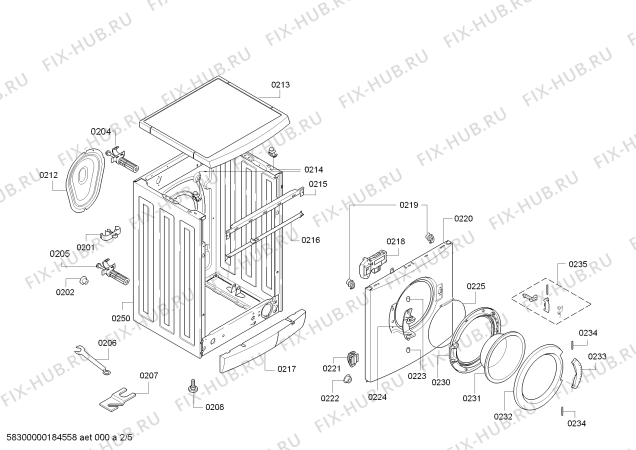 Взрыв-схема стиральной машины Bosch WAE28166FG Maxx 6 VarioPerfect - Схема узла 02