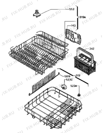 Взрыв-схема посудомоечной машины Juno JSI6960E - Схема узла Baskets, tubes 061