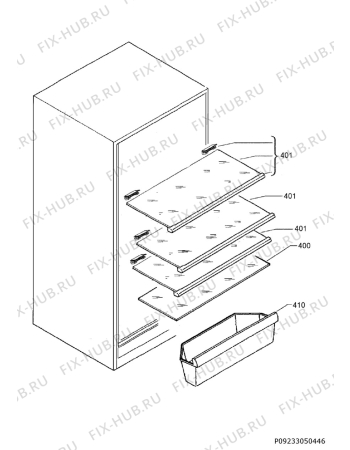 Взрыв-схема холодильника Electrolux ERF2406FOX - Схема узла Internal parts