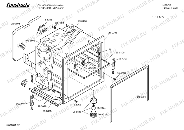 Схема №2 CH10520 с изображением Инструкция по эксплуатации для плиты (духовки) Bosch 00519360