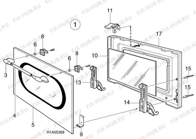 Взрыв-схема посудомоечной машины Electra ESN551 - Схема узла H10 Main Oven Door (large)