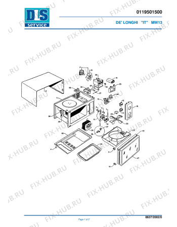 Схема №1 MO 505 с изображением Стойка для микроволновой печи DELONGHI 532497