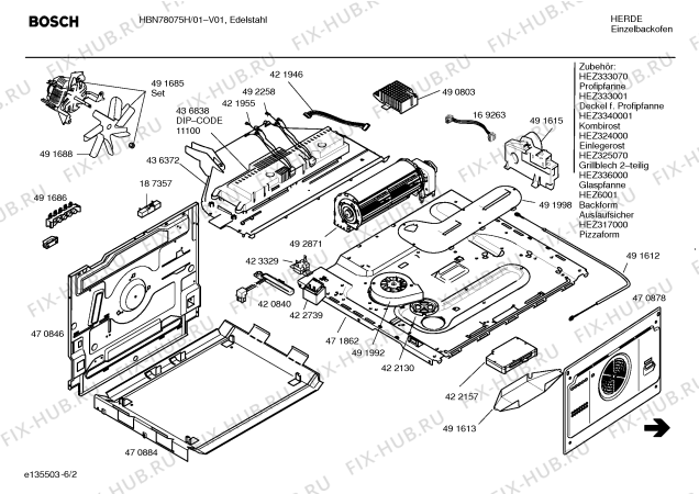 Схема №5 HBN78075H с изображением Инструкция по эксплуатации для плиты (духовки) Bosch 00589031