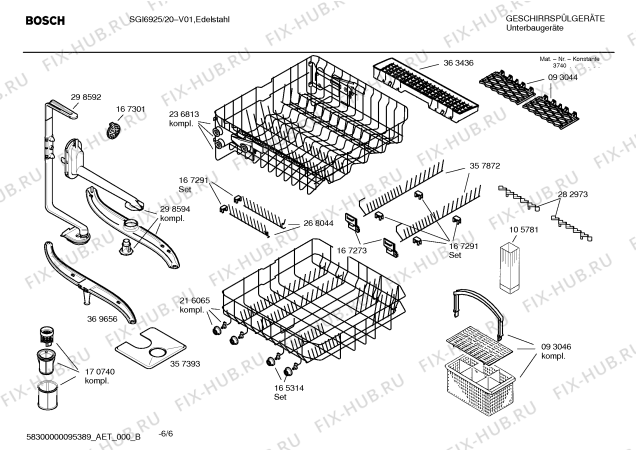 Схема №5 SGU5650EU с изображением Инструкция по эксплуатации для посудомоечной машины Bosch 00529749
