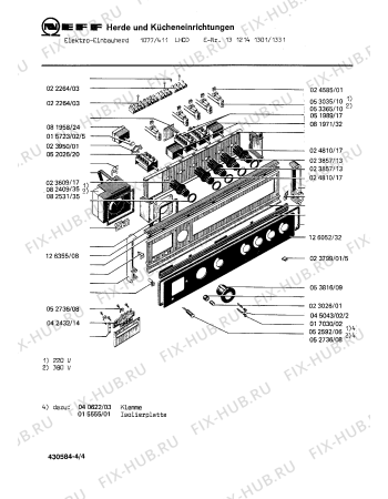 Взрыв-схема плиты (духовки) Neff 1312141301 1077/411LHCD - Схема узла 04