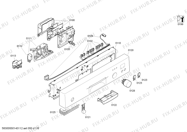 Схема №4 SGI56E96EU с изображением Передняя панель для посудомоечной машины Bosch 00706349