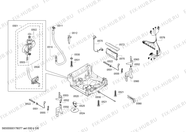 Схема №5 DRI4505 с изображением Силовой модуль запрограммированный для посудомойки Bosch 00755308