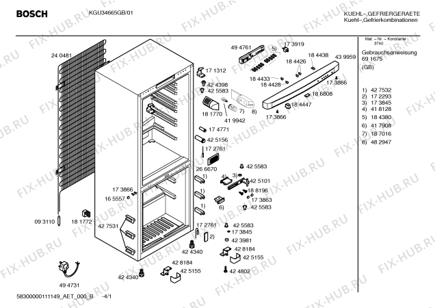 Схема №2 KGU34665GB с изображением Дверь для холодильной камеры Bosch 00243382