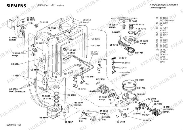 Схема №2 SN59204 с изображением Панель для посудомойки Siemens 00285184