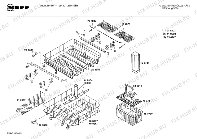 Взрыв-схема посудомоечной машины Neff 195307255 5121.15SW - Схема узла 04