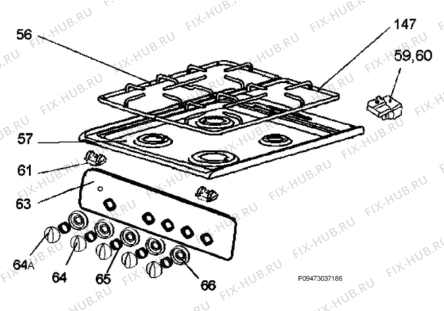 Взрыв-схема плиты (духовки) Zanussi ZCG550GW2 - Схема узла Section 4