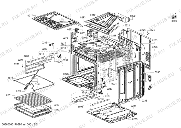 Взрыв-схема плиты (духовки) Bosch HGN10G050 - Схема узла 02