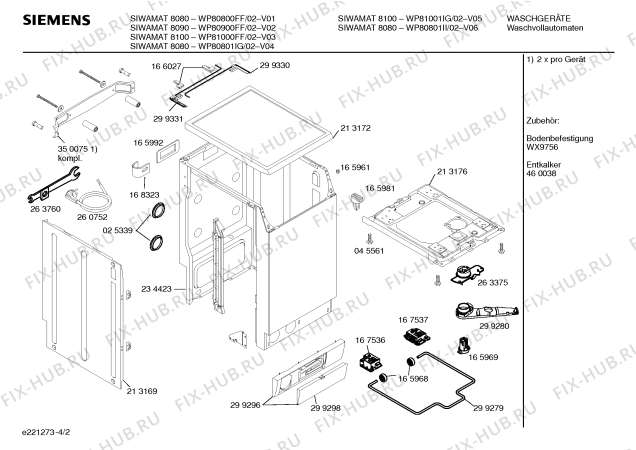 Схема №2 WP80801II SIWAMAT 8080 с изображением Инструкция по эксплуатации для стиральной машины Siemens 00522870