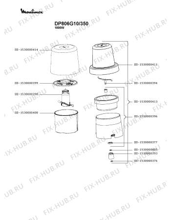 Взрыв-схема блендера (миксера) Moulinex DP806G10/350 - Схема узла ZP005403.5P2