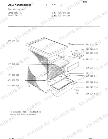 Взрыв-схема холодильника Aeg SAN1502 TK - Схема узла Housing 001