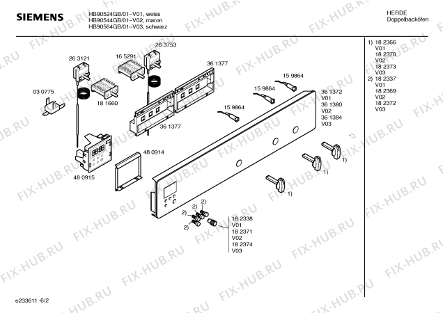 Взрыв-схема плиты (духовки) Siemens HB90544GB - Схема узла 02