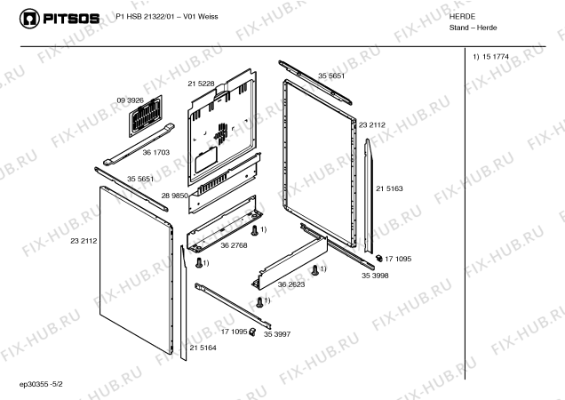 Взрыв-схема плиты (духовки) Pitsos P1HSB21322 - Схема узла 02