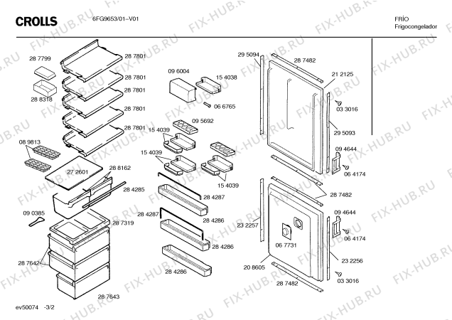 Взрыв-схема холодильника Crolls 6FG9653 - Схема узла 02