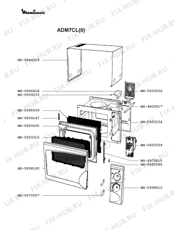 Взрыв-схема микроволновой печи Moulinex ADM7CL(0) - Схема узла 7P002059.9P2