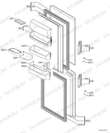 Взрыв-схема холодильника Aeg Electrolux S60270KG1 - Схема узла Door 003